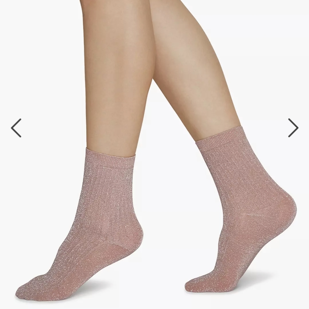 NWT Madewell swedish stockings Stella shimmery socks GOLD